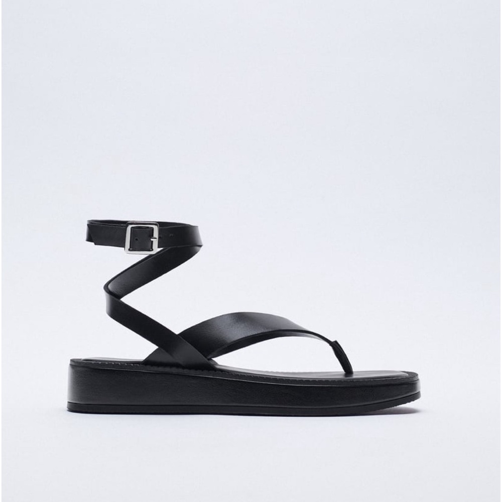 COPY - ZARA Tied Flat Leather Sandal EU 41